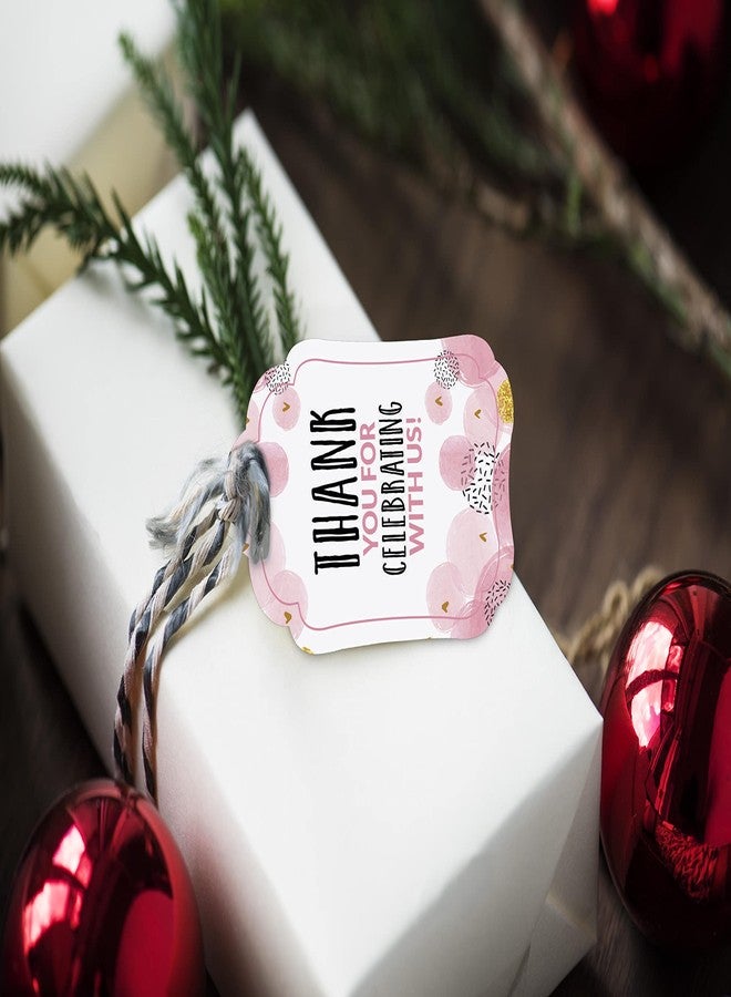 Inkdotpot بطاقات شكر لحفل استقبال المولود من إنكدوتبوت - بطاقات هدايا ورقية معلقة، تصميم وردي، مجموعة حفلات استقبال المولود - عبوة من 50 بطاقة - Image 4